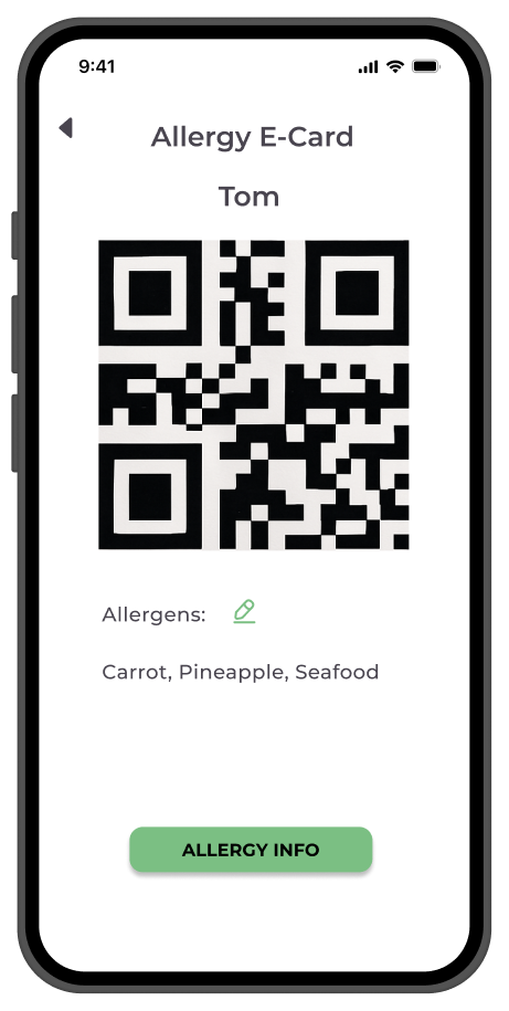 SafeEats 电子卡界面